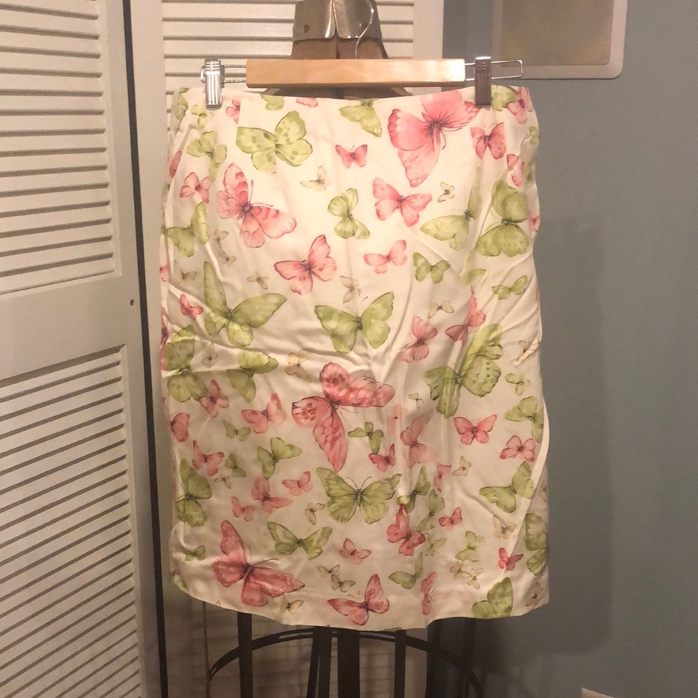 Talbots butterfly print midi skirt
